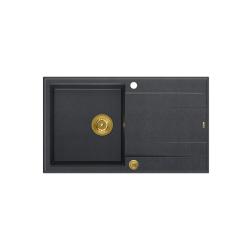 Quadri Luton antraciet granieten opbouw spoelbak met afdruipvlak omkeerbaar 86x50cm met gouden plug 1208967344

Quadri Luton antracit gránit beépíthető mosogató csepegtetővel, megfordítható, 