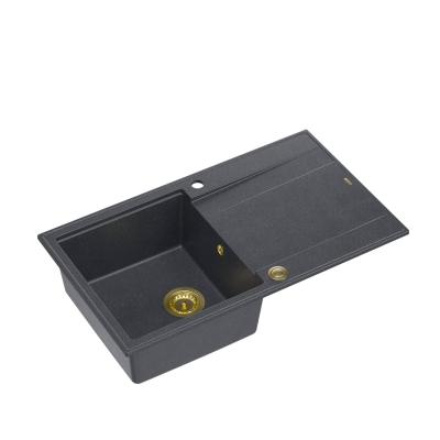 Quadri Luton antraciet granieten opbouw spoelbak met afdruipvlak omkeerbaar 86x50cm met gouden plug 1208967344

Quadri Luton antracit gránit beépíthető mosogató csepegtetővel, megfordítható, 