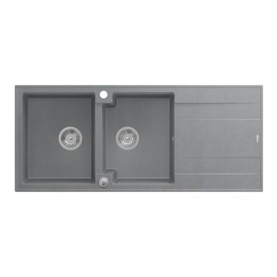 Quadri Luton felépítésű dupla gránit mosogató szürke csepegtetőtálcával 116x50 cm rozsdamentes acél dugóval 1208967360