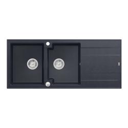 Quadri Luton beépíthető dupla gránit mosogató antracit csepegtetővel 116x50 cm rozsdamentes acél dugóval 1208967363
