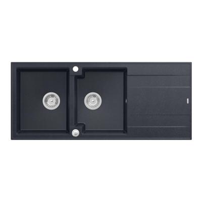 Quadri Luton beépíthető dupla gránit mosogató antracit csepegtetővel 116x50 cm rozsdamentes acél dugóval 1208967363