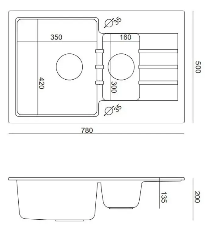 Quadri Cardigan antracit 1,5 gránit felépítmény mosogató csepegtetőfelülettel, megfordítható, 78x50 cm, 1208967381