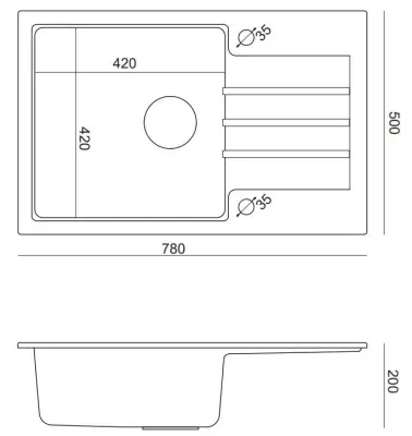 Quadri Cardigan antracit gránit beépíthető mosogatómedence csepegtető felülettel, megfordítható, 78x50 cm, 1208967383