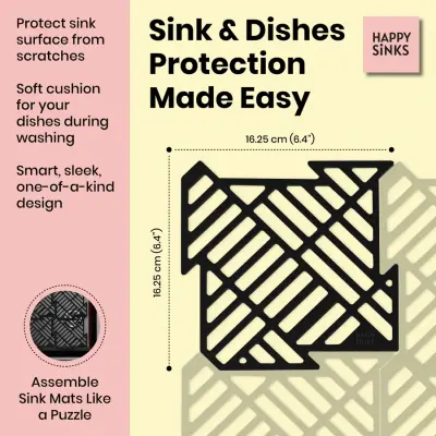 Magisso Happy Sink Puzzel fekete mosogatóvédő 4 darab mosogatóhoz fekete 32,5 x 32,5 cm 1208967385