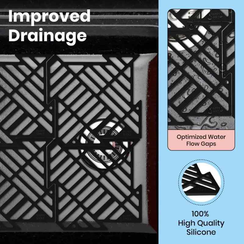 Magisso Happy Sink Puzzel fekete mosogatóvédő 4 darab mosogatóhoz fekete 32,5 x 32,5 cm 1208967385