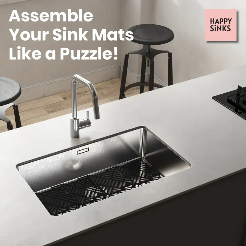 Magisso Happy Sink Puzzel fekete mosogatóvédő 4 darab mosogatóhoz fekete 32,5 x 32,5 cm 1208967385