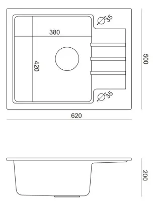 Quadri Cardigan antracit gránit felépített mosogató medence csepegtetővel, megfordítható, 62x50cm 1208967391