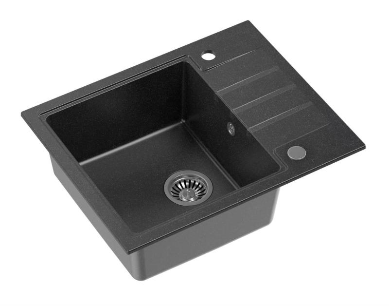 Quadri Cardigan antracit gránit felépített mosogató medence csepegtetővel, megfordítható, 62x50cm 1208967391