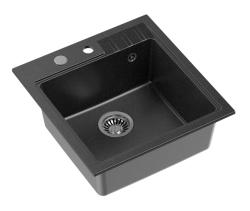 Quadri vest antraciet granieten inbouw spoelbak 50x52cm met kraangatbank 1208967394