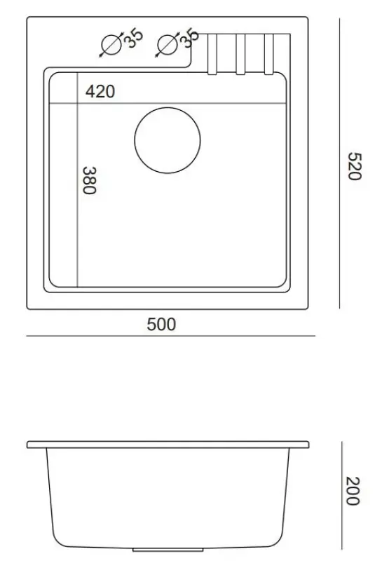 Quadri Cardigan szürke gránit mosogató 50x52cm csaptelep hellyel 1208967395