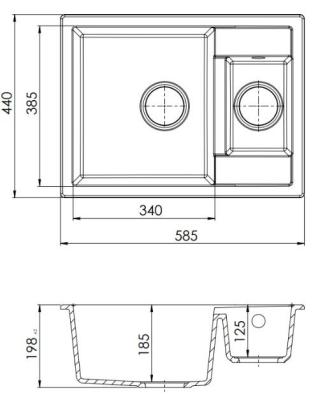 GraniteMy Smart extra sekély 1,5 gránit fehér mosogató 58x44cm 1208967418