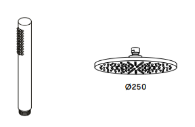 Waterevolution Flow zuhanyszett esőztető zuhannyal, rozsdamentes acél, 250 mm, T141N25IE
