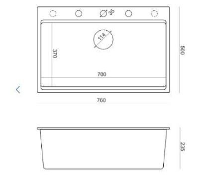 Quadri Hard Rock mat zwarte granieten opbouw grote spoelbak 76x50cm inclusief koperen plug en accessoire 1208967423Quadri Hard Rock matt fekete gránit felületi nagy mosogató 76x50 cm, réz d