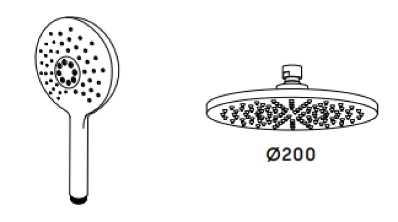 Waterevolution Flow zuhanykészlet esőzuhannyal, matt fehér 200 mm T141NRBR