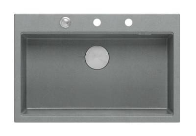 Quadri Hard Rock szürke gránit felépítés nagy mosogatótálca 76x50cm rozsdamentes acél dugóval és kiegészítőkkel 1208967430