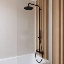 Waterevolution Flow zuhanykombináció esőzuhannyal, matt fekete, 200mm T141NRPR