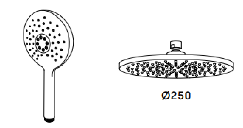 Waterevolution Flow zuhanykombináció esőzuhannyal króm 250mm T141NR2501