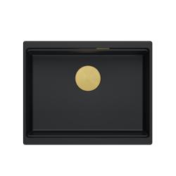 Quadri Newport II gránit alsó fekete mosogató 560x450 mm arany dugóval és szűrővel 1208967449