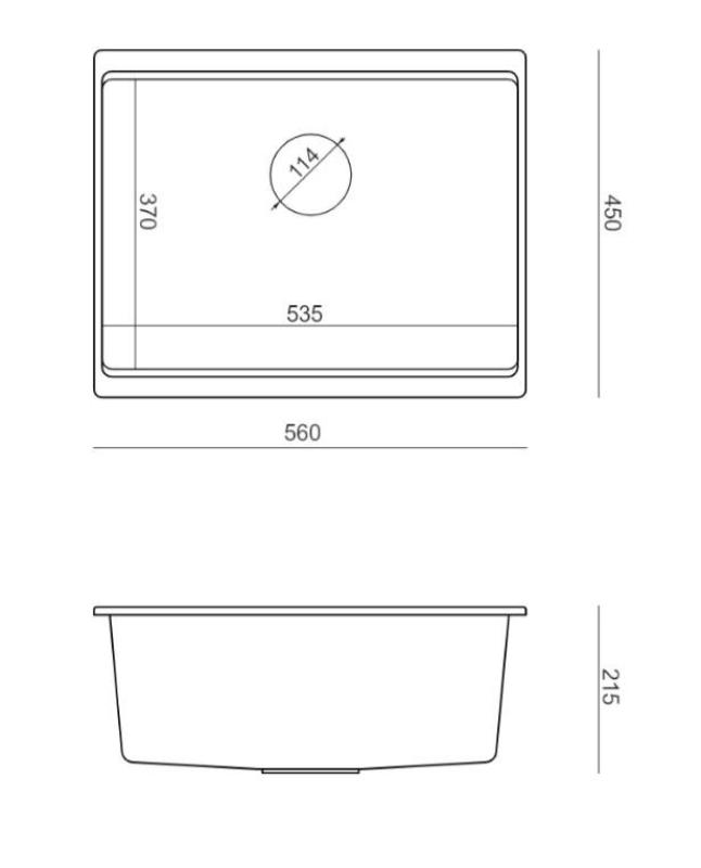 Quadri Newport II gránit alsó fekete mosogató 560x450 mm arany dugóval és szűrővel 1208967449