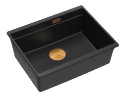 Quadri Newport II gránit beépíthető fekete mosogatótálca 560x450mm réz dugóval és lefolyófedéllel 1208967450