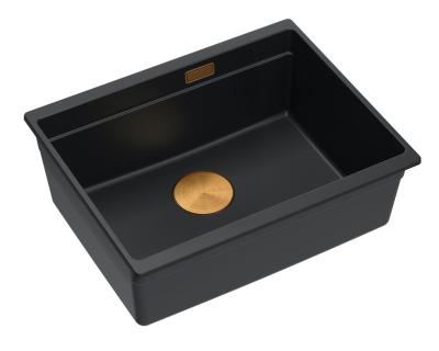 Quadri Newport II gránit beépíthető fekete mosogatótálca 560x450mm réz dugóval és lefolyófedéllel 1208967450