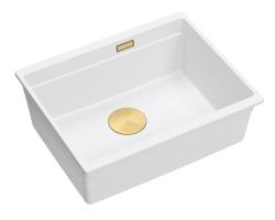 Quadri Newport II fehér gránit alsó szerelésű mosogató fehér 560x450mm arany dugóval 1208967451