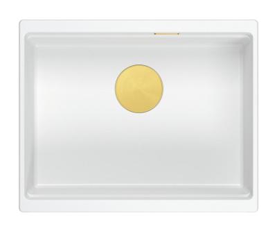 Quadri Newport II fehér gránit alsó szerelésű mosogató fehér 560x450mm arany dugóval 1208967451