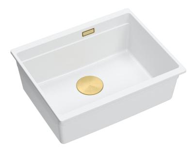 Quadri Newport II fehér gránit alsó szerelésű mosogató fehér 560x450mm arany dugóval 1208967451