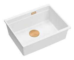 Quadri Newport II fehér gránit aláépíthető mosogató fehér 560x450mm réz dugóval 1208967452