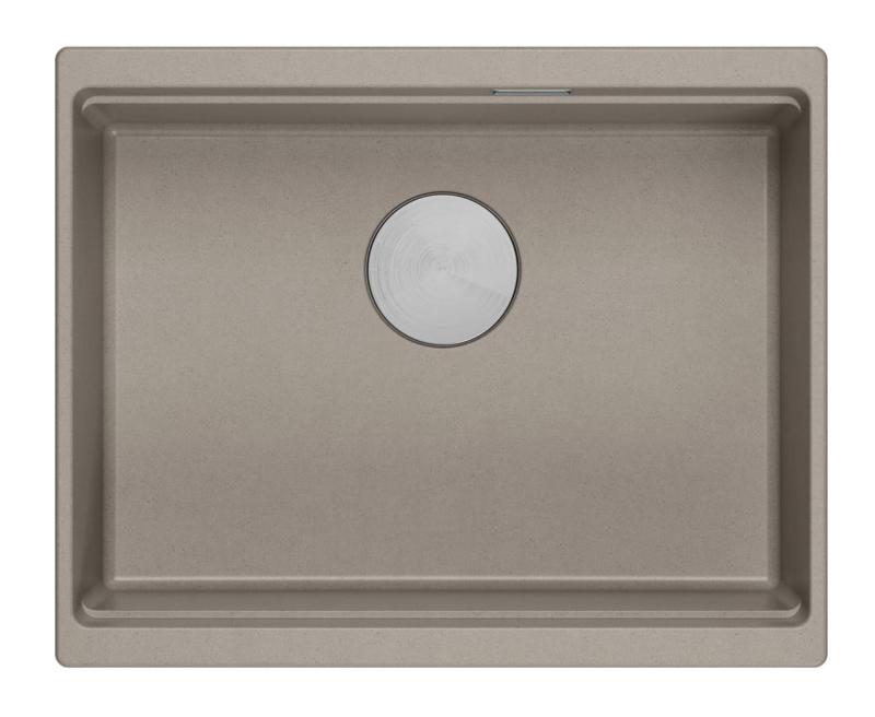 Quadri Newport II gránit alsó szerelésű taupe mosogató 560x450mm rozsdamentes acél dugóval és lefolyófedéllel 1208967453