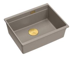 Quadri Newport II gránit aláépíthető taupe mosogató 560x450mm arany dugóval és lefolyósapkával 1208967454