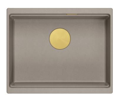 Quadri Newport II gránit aláépíthető taupe mosogató 560x450mm arany dugóval és lefolyósapkával 1208967454