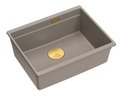 Quadri Newport II gránit aláépíthető taupe mosogató 560x450mm arany dugóval és lefolyósapkával 1208967454