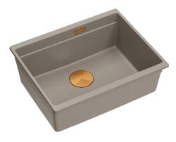 Quadri Newport II gránit beépíthető taupe mosogató 560x450mm réz dugóval és lefolyósapkával 1208967455