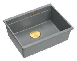 Quadri Newport II gránit aláépíthető szürke mosogató 560x450mm arany dugóval és lefolyófedéllel 1208967457