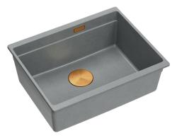 Quadri Newport II gránit beépíthető szürke mosogató 560x450mm  réz dugóval és lefolyósapkával 1208967458