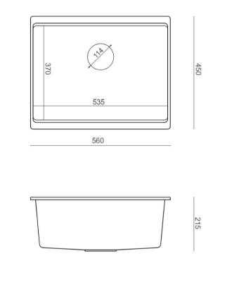 Quadri Newport II gránit alsó szerelésű antracit mosogató 560x450mm  rozsdamentes acél dugóval és lefolyófedéllel 1208967459