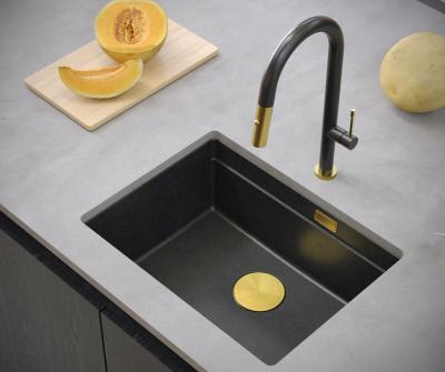 Quadri Newport II gránit aláépíthető antracit mosogatótálca 560x450mm arany dugóval és lefolyófedéllel 1208967460