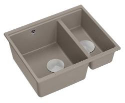 Quadri Newport II taupe 1,5 mosogatótál gránit felülről és alulról beépíthető mosogatótál 555x460mm rozsdamentes acél dugóval 1208967466