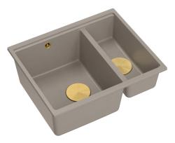 Quadri Newport II taupe 1,5 mosogatótál gránit, munkalapra és munkalap alá szerelhető mosogatótál 555x460mm arany dugóval 1208967467.