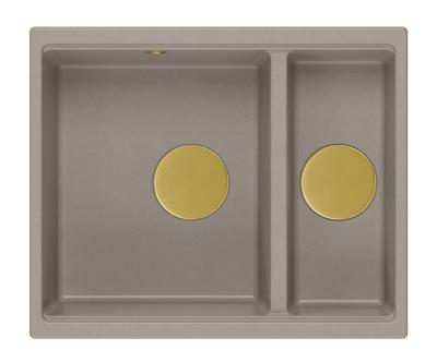 Quadri Newport II taupe 1,5 mosogatótál gránit, munkalapra és munkalap alá szerelhető mosogatótál 555x460mm arany dugóval 1208967467.