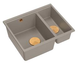 Quadri Newport II taupe 1,5 mosogatómedence gránit felépítésű és beépített mosogatómedence 555x460mm réz dugóval 1208967468