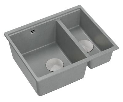 Quadri Newport II szürke 1,5 medencés gránit mosogató felső és alsó beépítéssel, 555x460mm rozsdamentes acél dugóval 1208967469