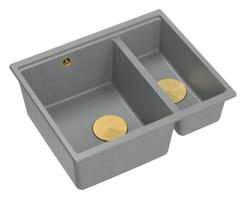 Quadri Newport II grijs 1,5 mosogatótál gránit felépítmény és alépítmény mosogatótál 555x460 mm arany dugóval 1208967470