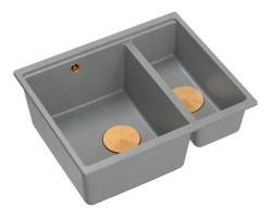 Quadri Newport II szürke 1,5 mosogatótálca gránit felületi és alsó beépítésű mosogatótálca 555x460mm réz dugóval 1208967471