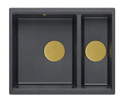 Quadri Newport II antracit 1,5 mosogatótál gránit beépíthető és aláépíthető mosogatótál 555x460mm arany dugóval 1208967473