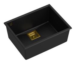 Quadri Quadrangle fekete gránit aláépíthető mosogatótálca 55x42cm arany dugóval 1208967475