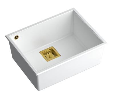 Quadri Quadrangle fehér gránit aláépíthető mosogató 55x42cm arany dugóval 1208967477