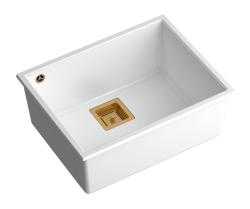 Quadri Quadrangle fehér gránit alsó szerelésű mosogató 55x42cm réz dugóval 1208967478