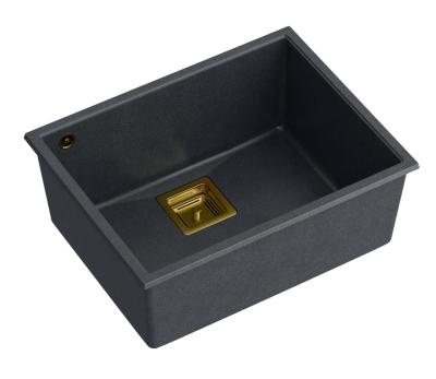 Quadri Quadrangle antraciet graniet onderbouw spoelbak 55x42cm arany dugóval 1208967479